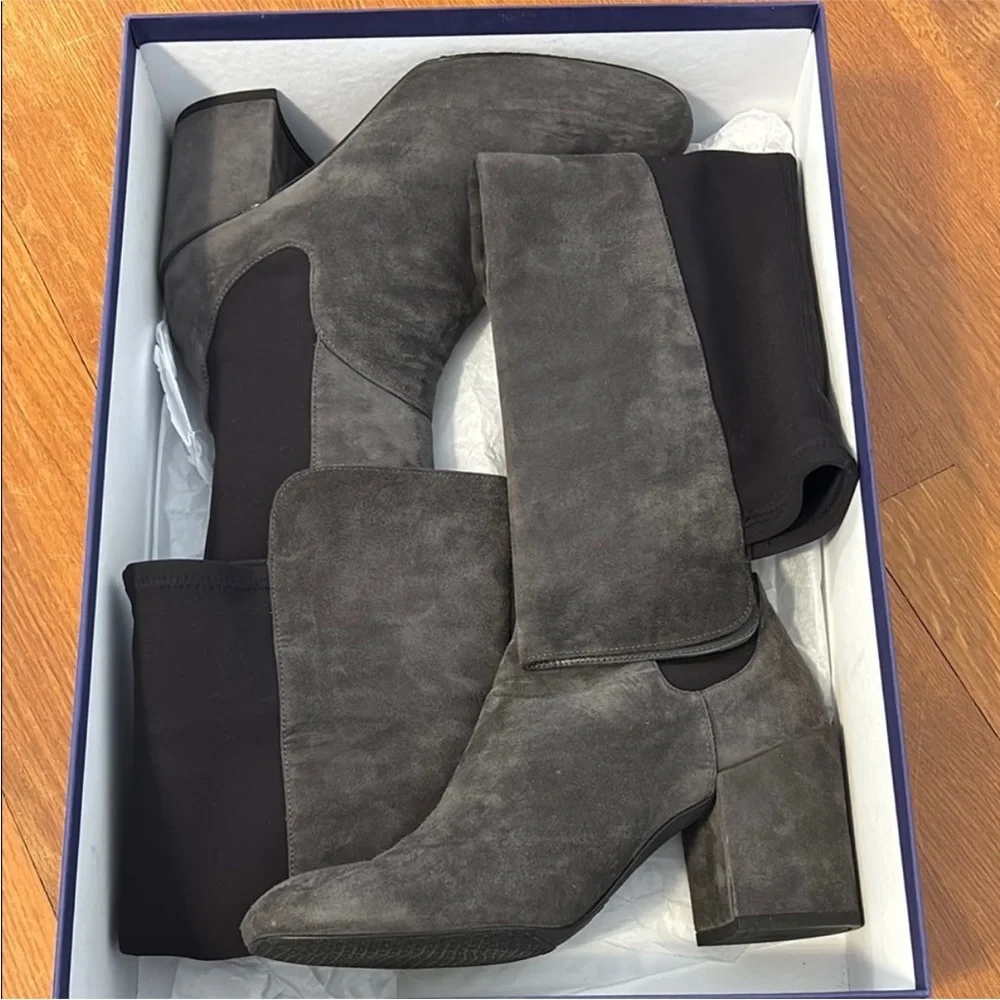 Stuart Weitzman Charcoal Heeled Boots - Picture 1 of 2